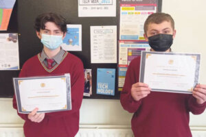 Students from St John’s DLS achieving Bronze Awards Certificates – keep going lads!