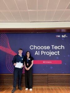 Cian Bermingham - student at Cabinteely Community School with his teacher Aoife O'Rourke, the overall winner of the Choose Tech Artificial Intelligence Project 2024 - FIT Choose Tech Ambassador Awards March 2025