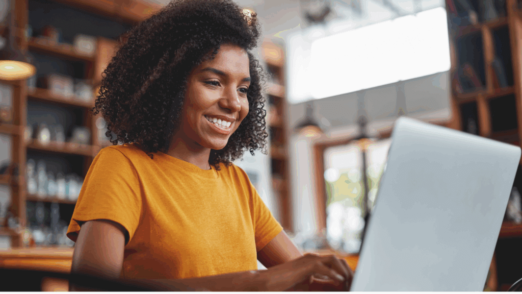 Young female working on laptop